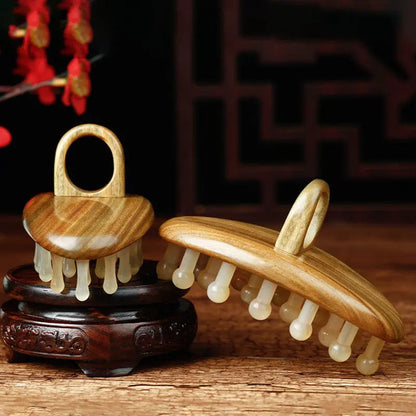 White buffalo horn head GUASHA Brush（oval） Miss Maya Shop