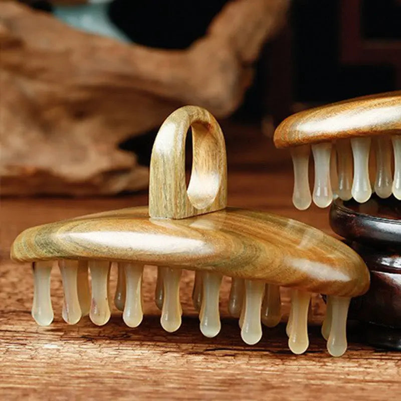 White buffalo horn head GUASHA Brush（oval） Miss Maya Shop