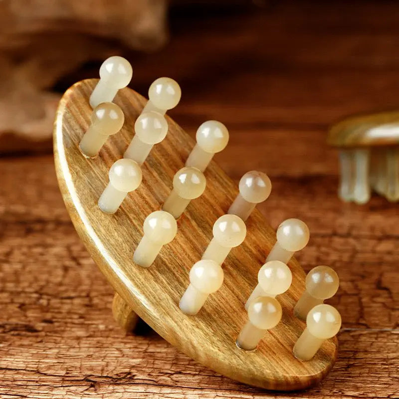 White buffalo horn head GUASHA Brush（oval） Miss Maya Shop